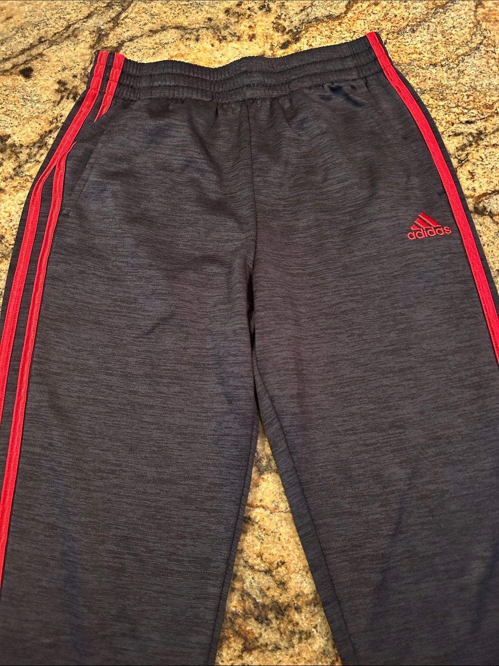 adidas Kids Black Joggers with Red Side Stripes
